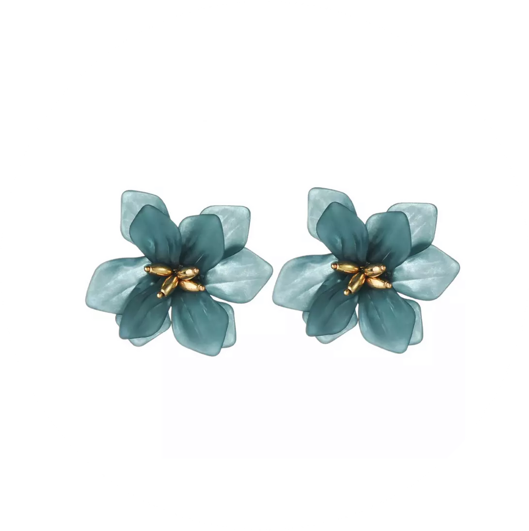 Pendientes Flores Verde Agua