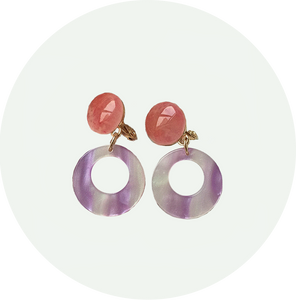 Pendientes Aros Carey morados y rosas