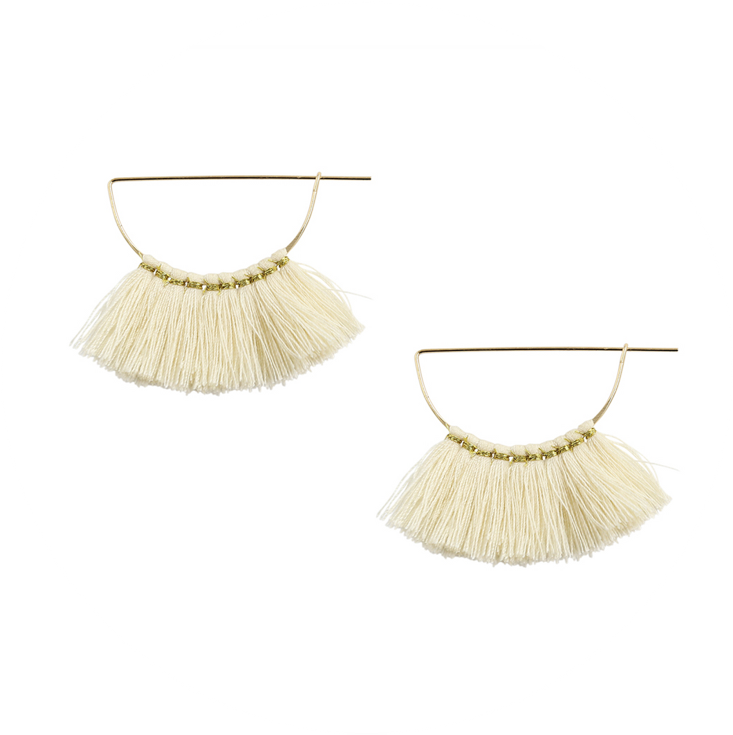 Pendientes flecos Simple Blancos