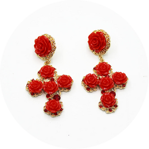 Pendientes Cruces Pequeñas Rojas