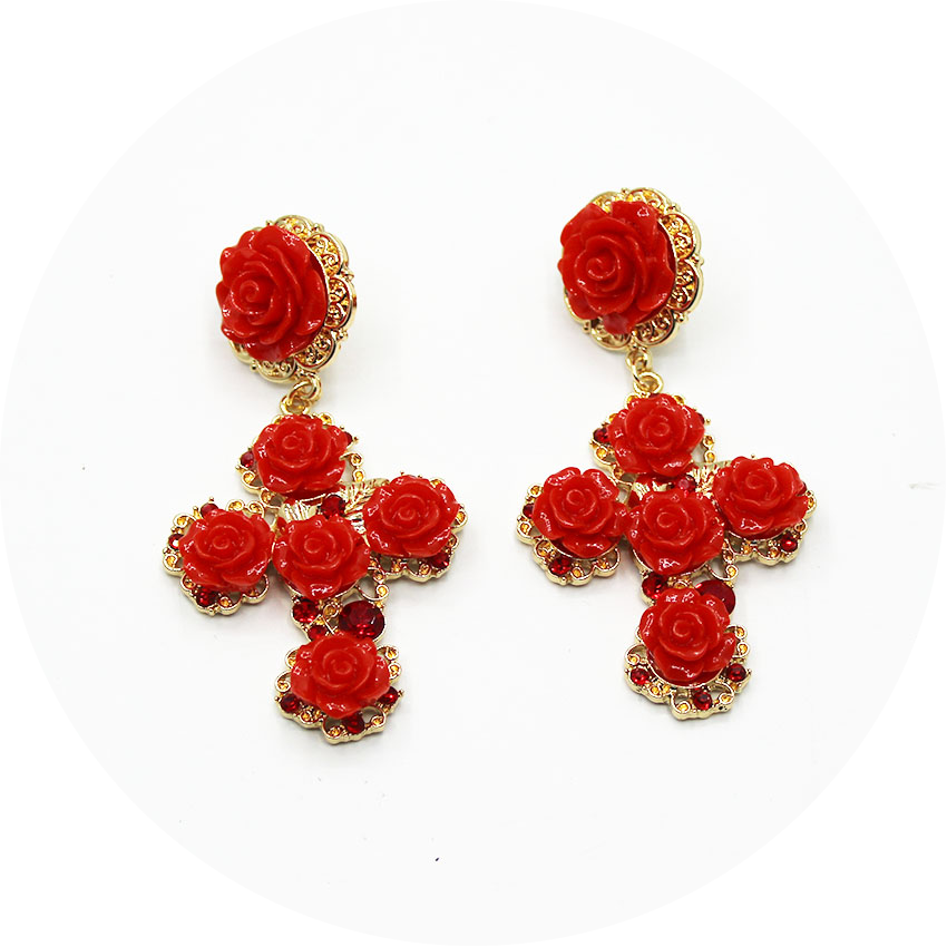 Pendientes Cruces Pequeñas Rojas