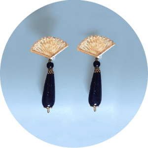 Pendientes Abanico y lágrima Azul noche