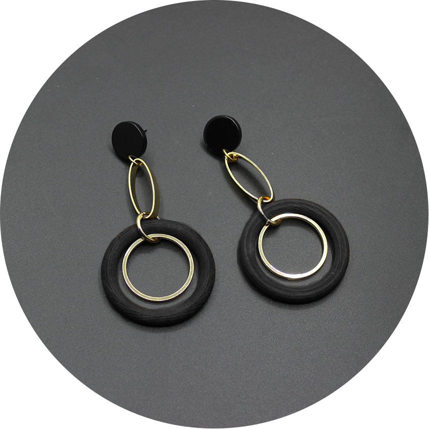 Pendientes Aros Madera Negros