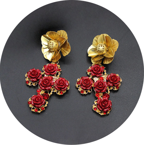 Pendientes Cruces Rojas