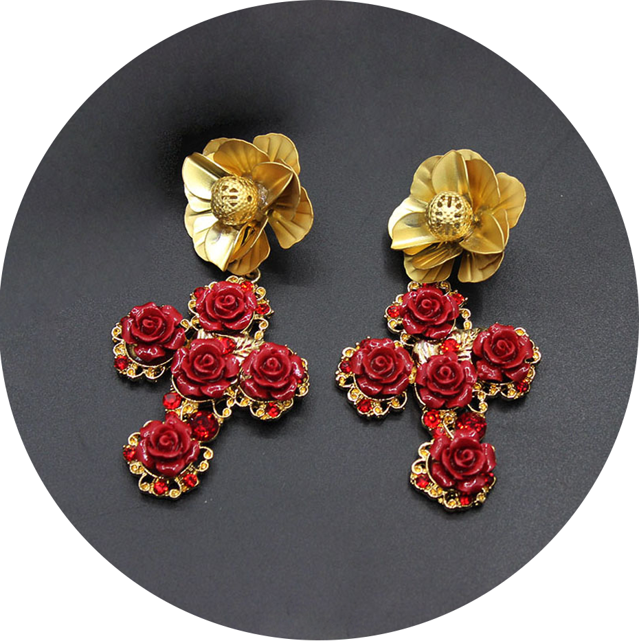 Pendientes Cruces Rojas