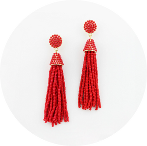 Pendientes Flecos Bolitas Rojos