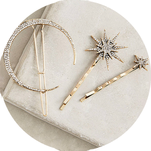 Combo Pasador Luna y horquillas Estrellas