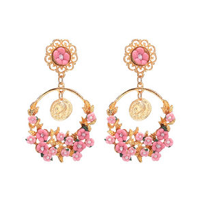 Pendientes Porcelana Flores Rosas