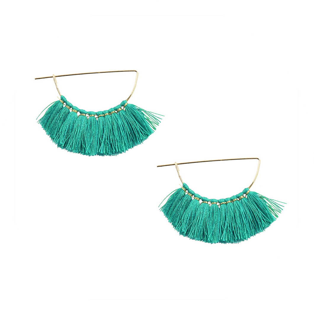 Pendientes Flecos Simple Turquesas