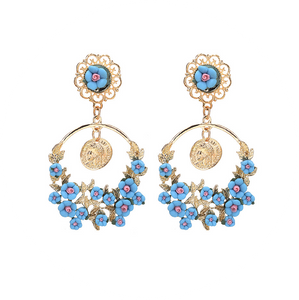 Pendientes Porcelana Flores Azules
