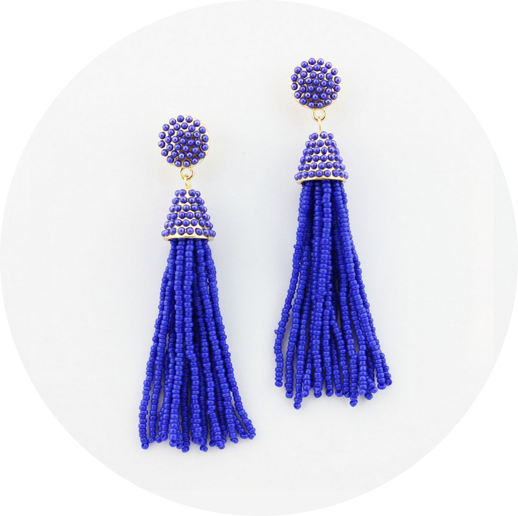 Pendientes Flecos Bolitas Azules