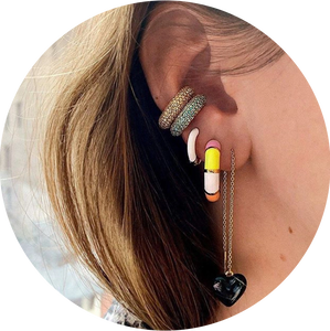 Pendientes Falso-Piercing tricolor Gruesos