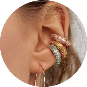Pendientes Falso-Piercing tricolor Gruesos