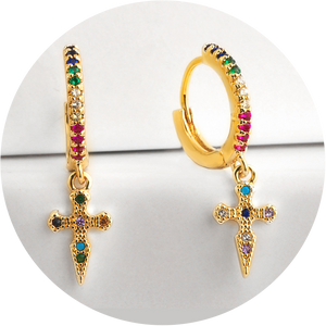 Mini Pendientes Cruces Colores