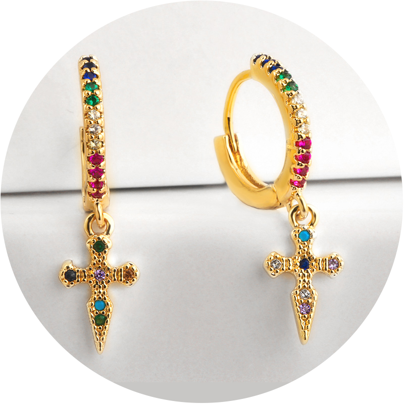 Mini Pendientes Cruces Colores