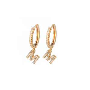 Mini Pendientes Arete Inicial "M"
