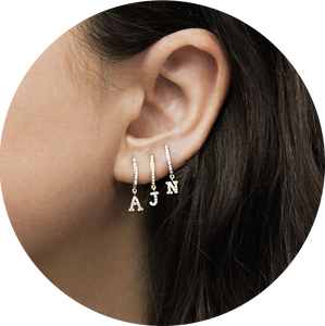 Mini Pendientes Arete Inicial "E"