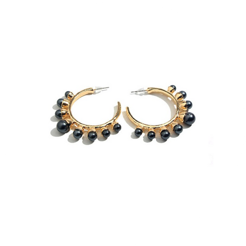 Pendientes Aros Perlas Negras