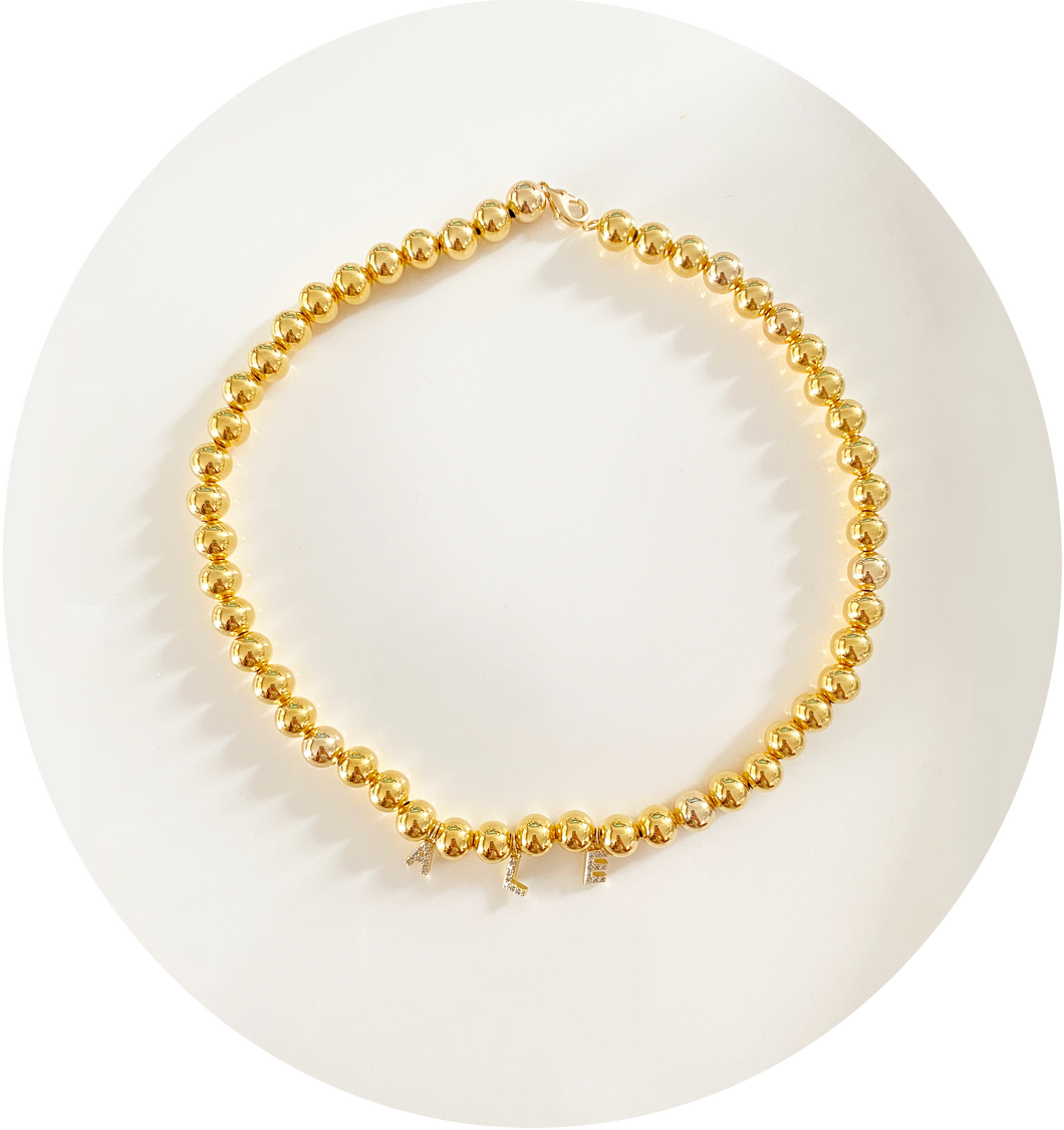 8MM Collar GoldBall 3-5 Iniciales