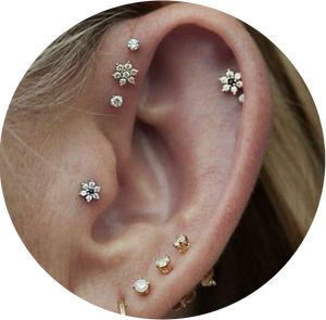 Mini Pendientes pegados Flor