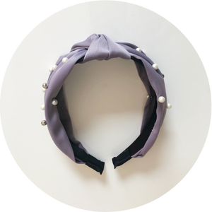 Diadema perlas en seda lila