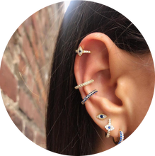 Load image into Gallery viewer, Mini Pendientes Arete Ojo Turco Cristales