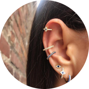 Mini Pendientes Arete Ojo Turco Cristales